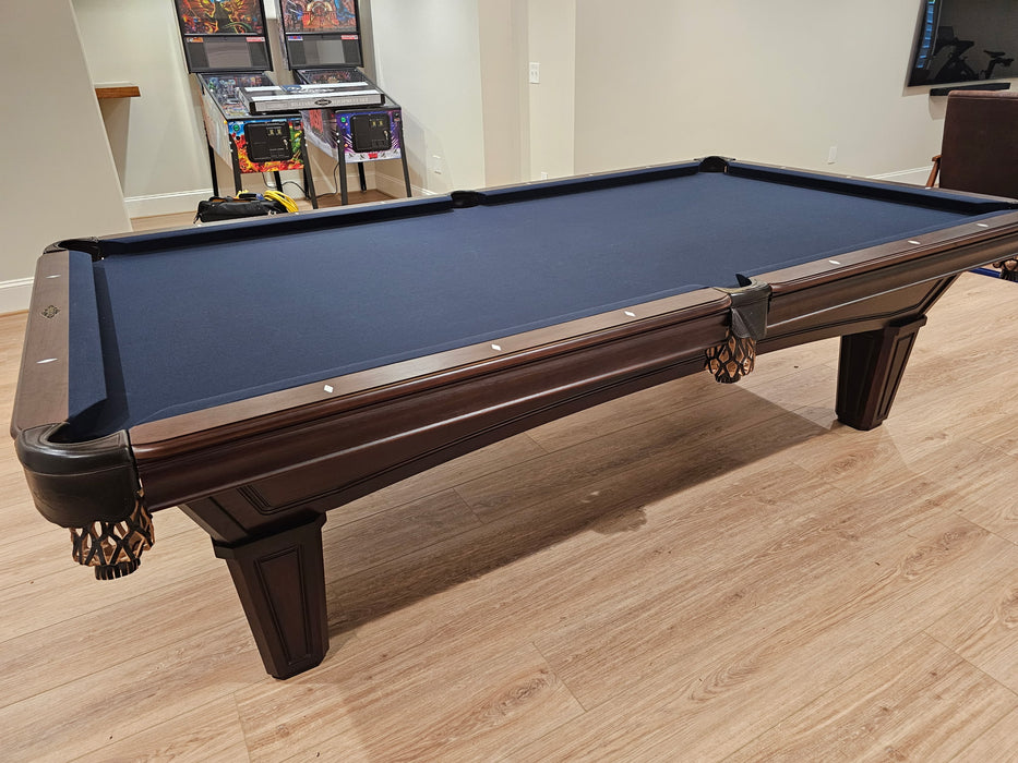 brunswick glenwood pool table 9' espresso tapered legs detail