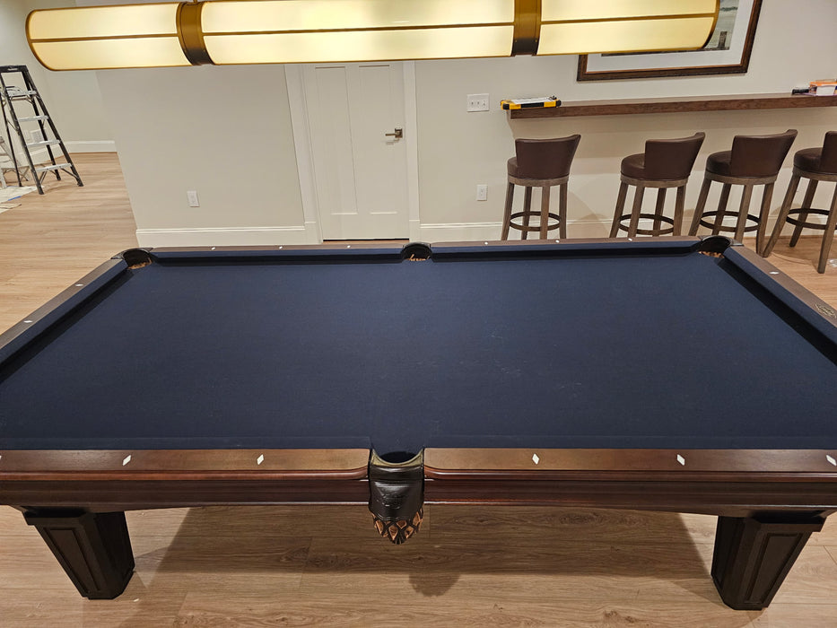 brunswick glenwood pool table 9' espresso tapered legs side view