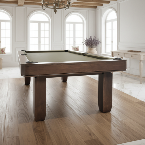 california house basecamp pool table truffle finish stock end view