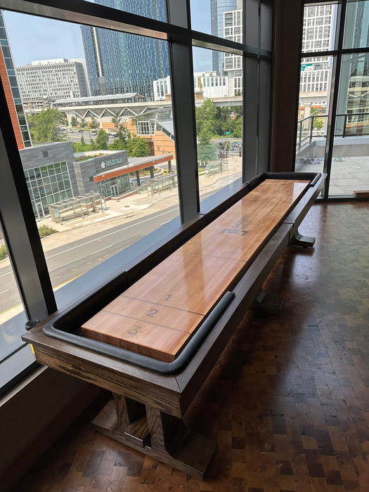 california house atherton shuffleboard 12' medium brown oak dc install