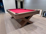 olhausen encore pool table walnut wood red cloth 2