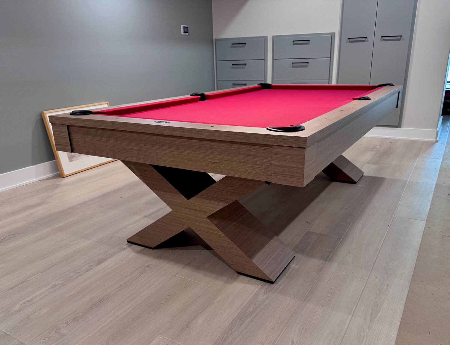 olhausen encore pool table walnut wood red cloth 3