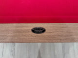 olhausen encore pool table walnut wood red cloth detail