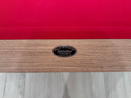 olhausen encore pool table walnut wood red cloth detail