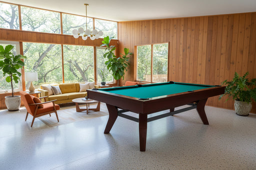Olhausen laguna pool table mahogany finish room rendering