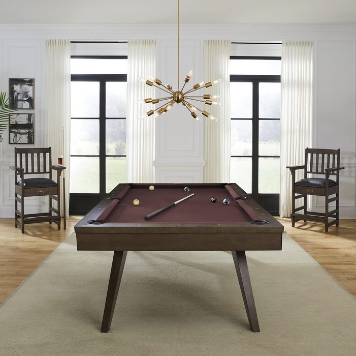 oslo pool table whiskey finish end view burgundy cloth