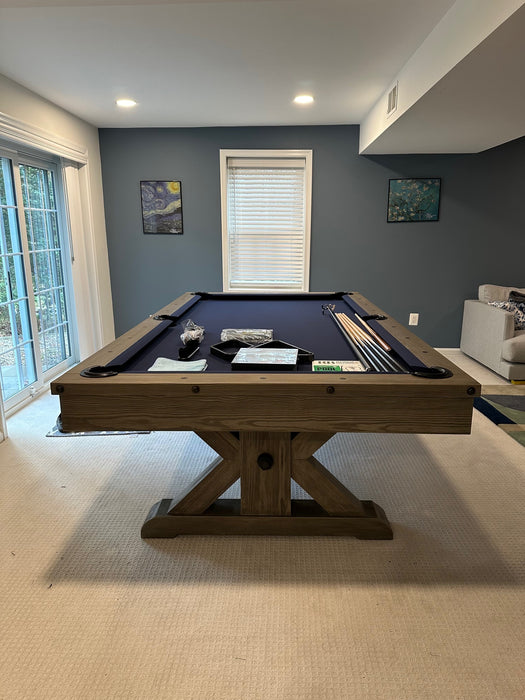 otis pool table weathered grey finish end