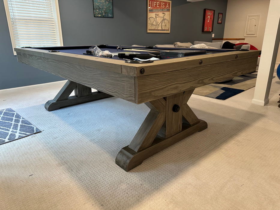 otis pool table weathered grey finish detail 2