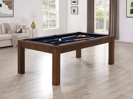 penelope pool table wiskey finish navy fabric main stock