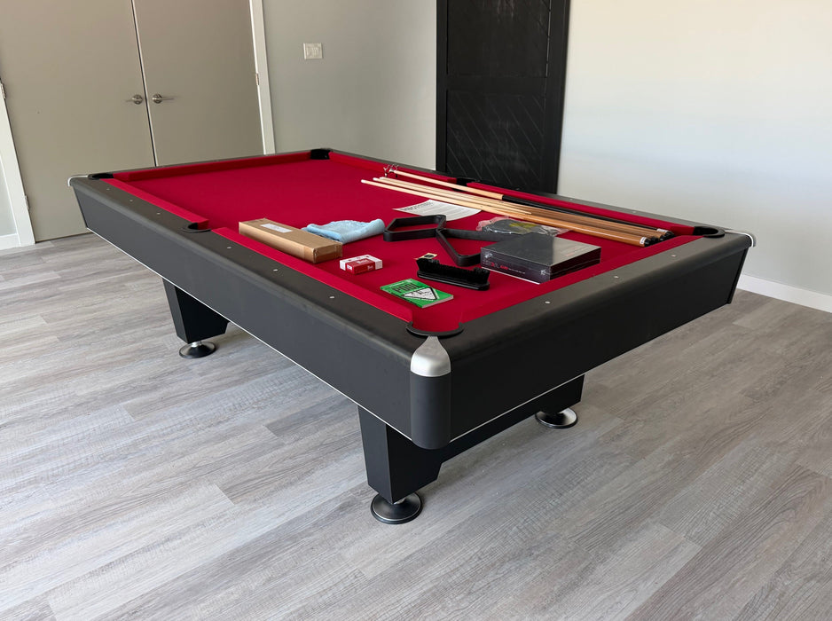 Presidential black diamond 8' pool table red cloth corner view