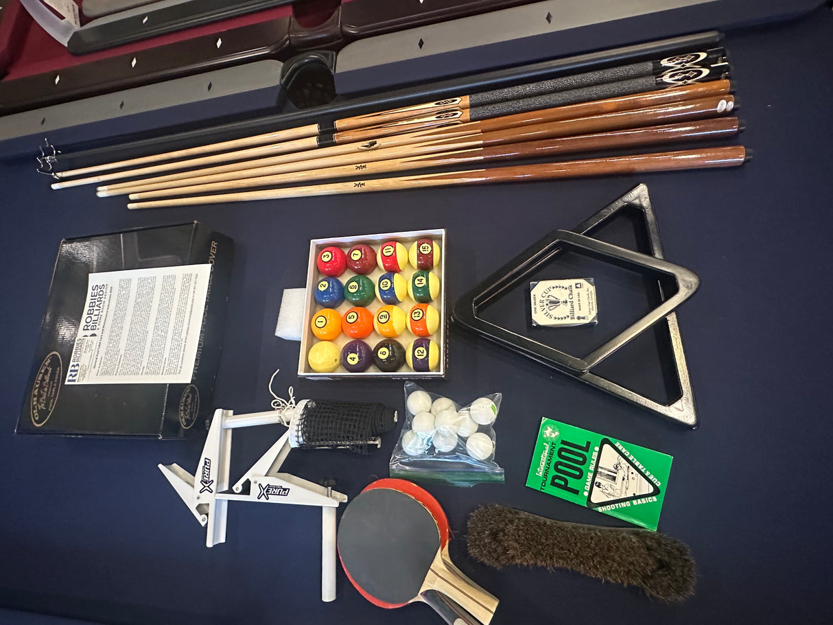 used Olhausen Blackhawk pool table 8' fossil grey accessories
