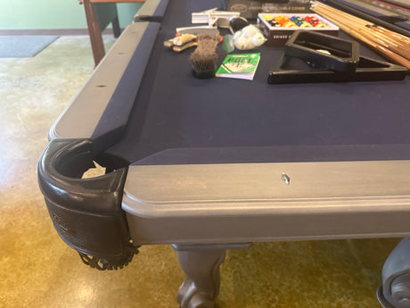 used Olhausen Blackhawk pool table 8' fossil grey corner