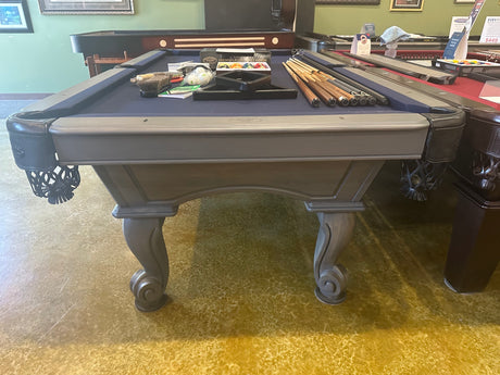 used Olhausen Blackhawk pool table 8' fossil grey end