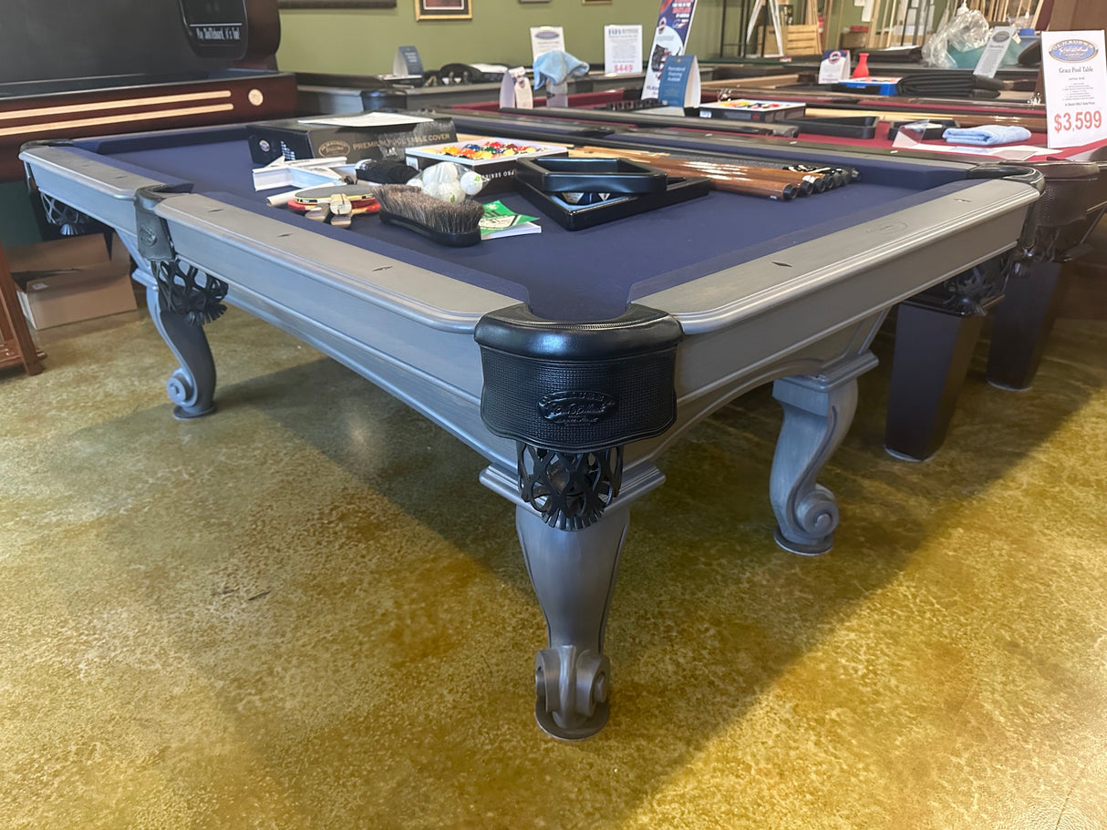 used Olhausen Blackhawk pool table 8' fossil grey main