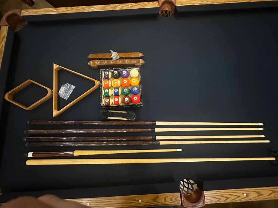 used olhausen sheraton oak 8' pool table accessories