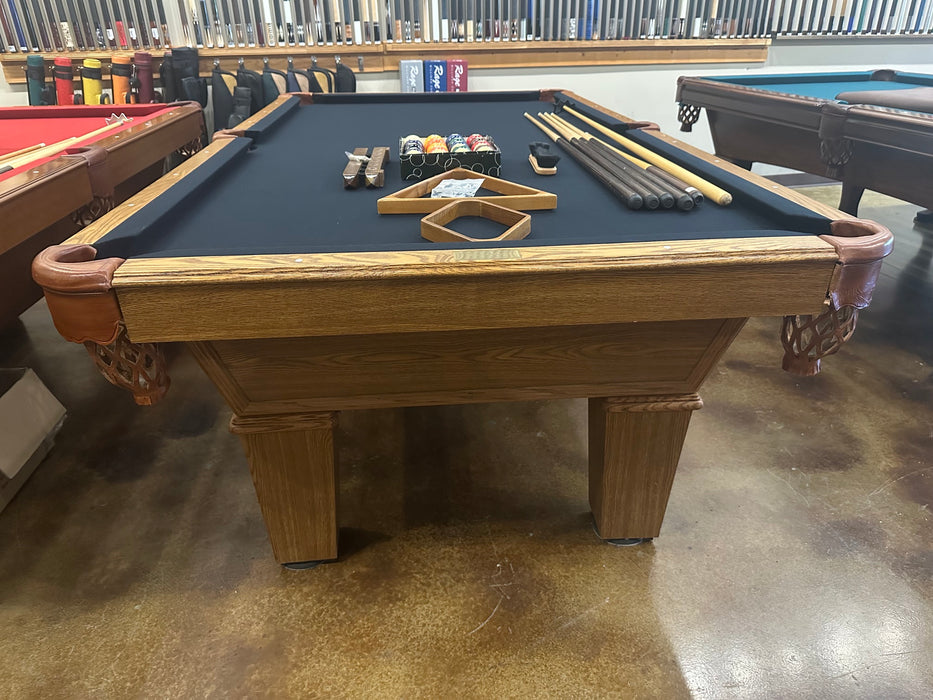 used olhausen sheraton oak 8' pool table end