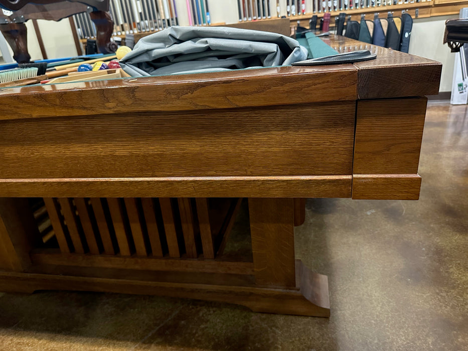 used brunswick mission 9' pool table corner detail