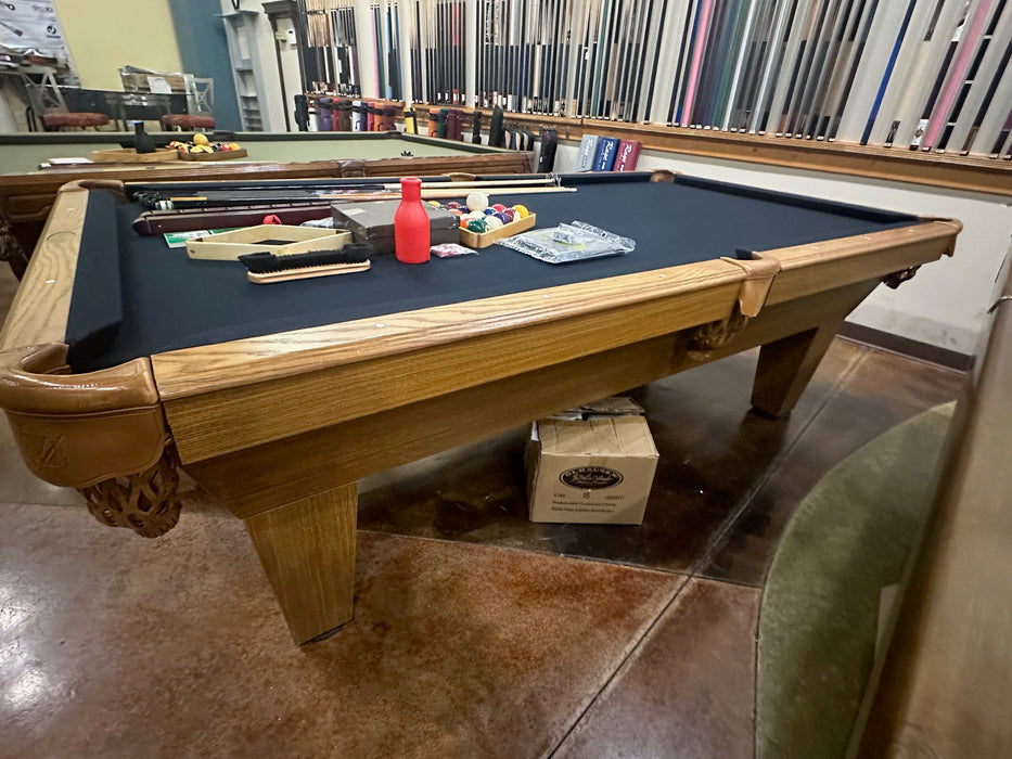 used connelly redington 8' oak pool table side view