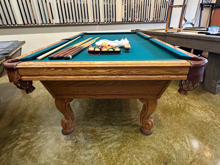 used olhausen classic oak 8' pool table end