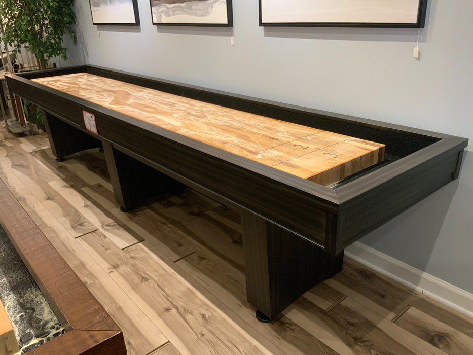 Olhausen york 12' shuffleboard table matte charcoal side