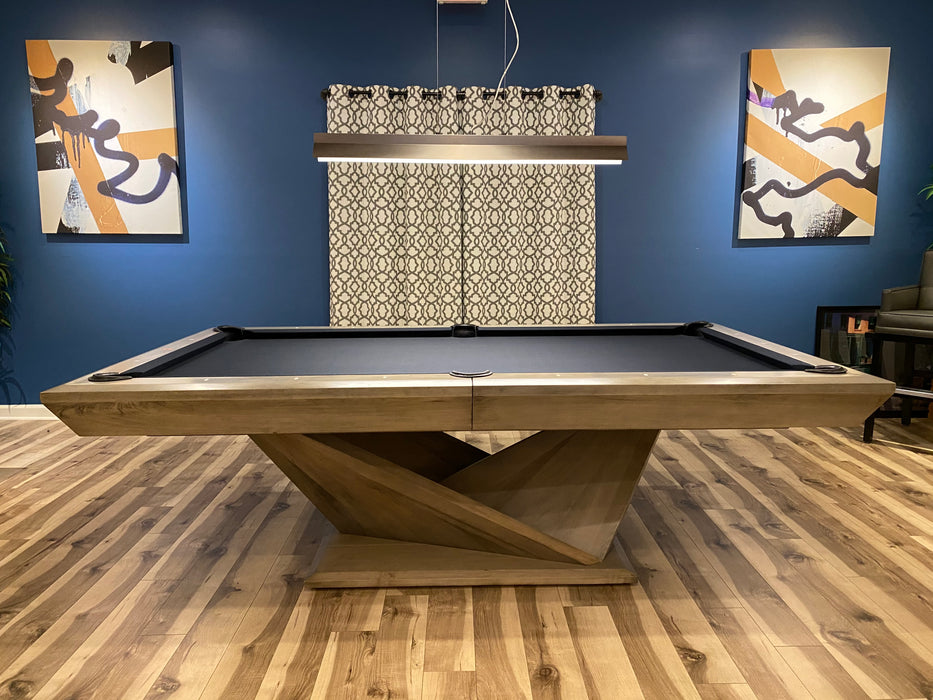 California house origami pool table smoke finish distressed and glazed