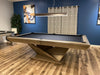 California house origami pool table smoke finish distressed and glazed 2