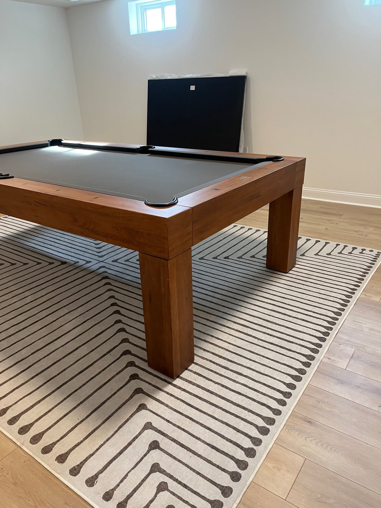 alta pool table walnut finish on rug 1