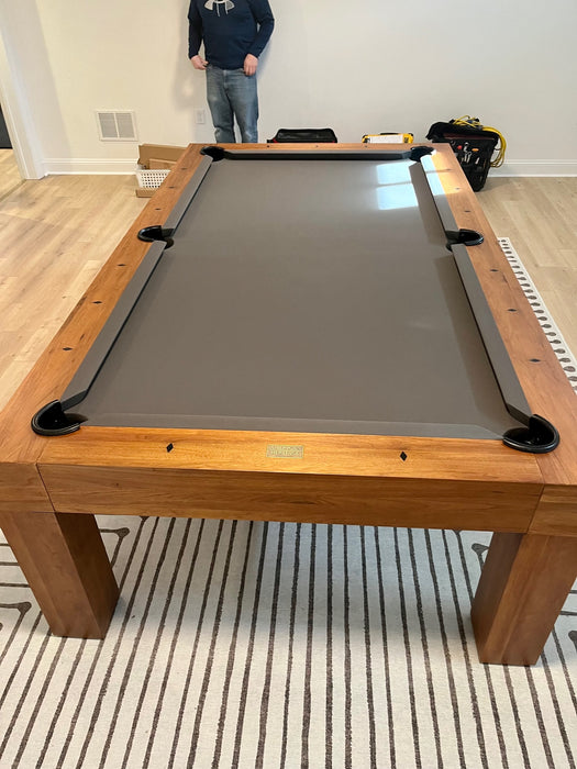 alta pool table walnut finish on rug top view