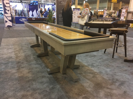 California House Petaluma Shuffleboard Table driftwood finish detail