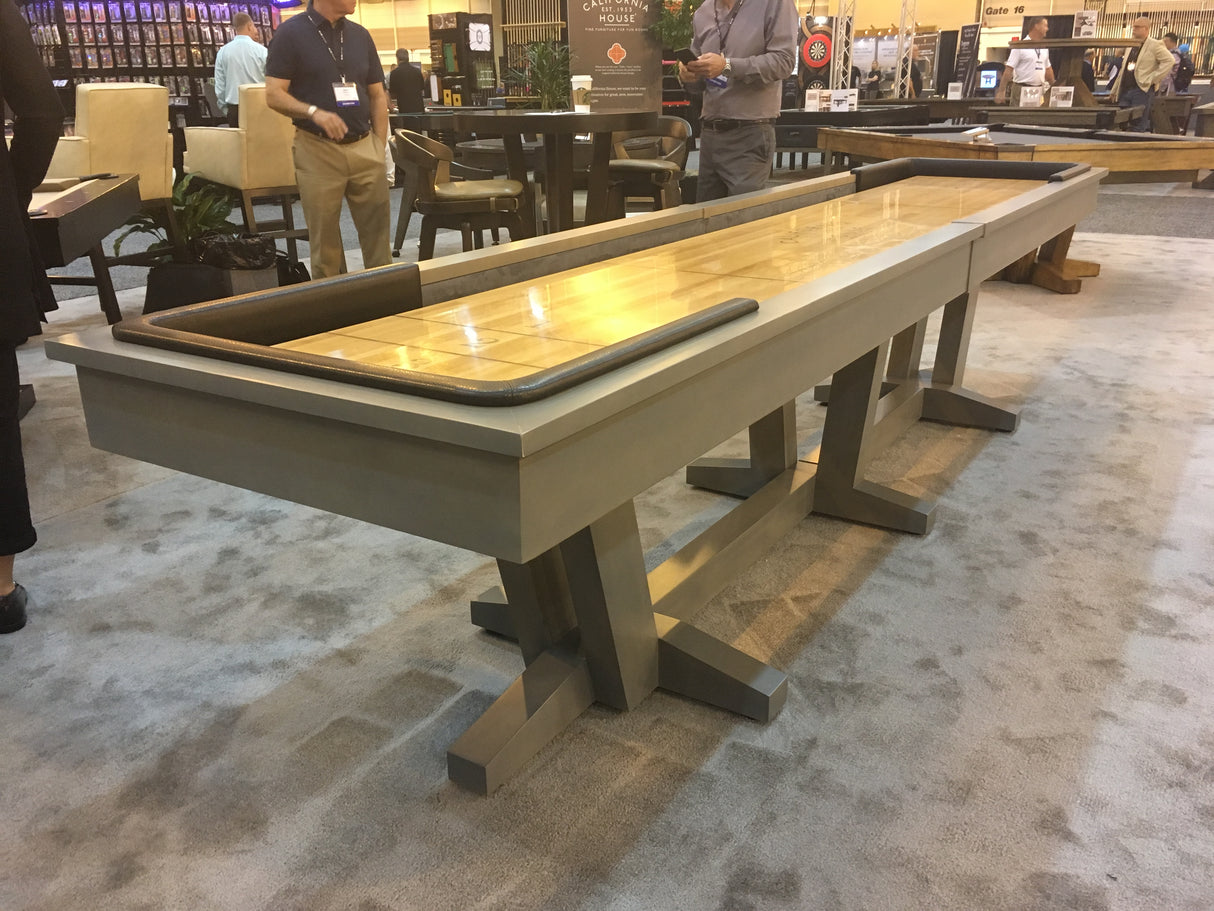 California House Petaluma Shuffleboard Table driftwood finish detail 2