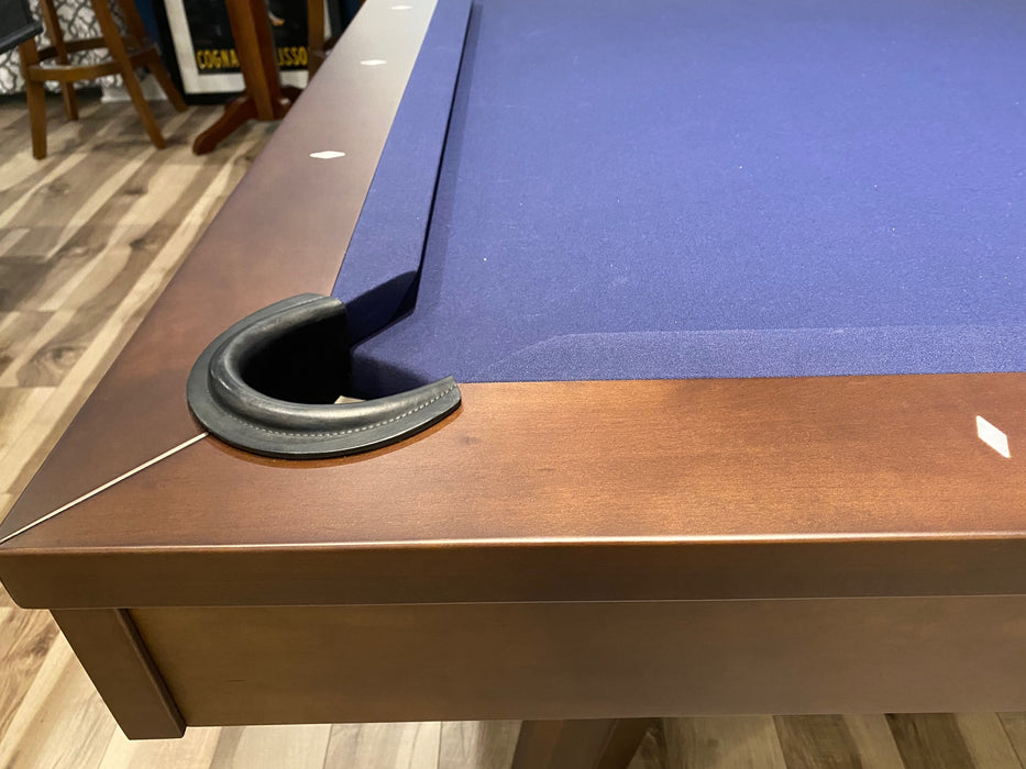 olhausen laguna pool table matte pecan showroom finish detail