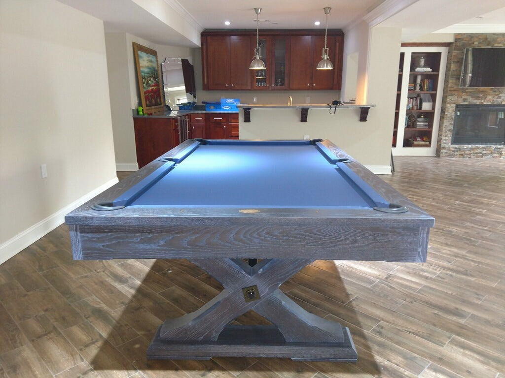 olhausen tustin pool table weathered oak end