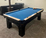 Olhausen remington pool table black lacquer with birds eye maple rails
