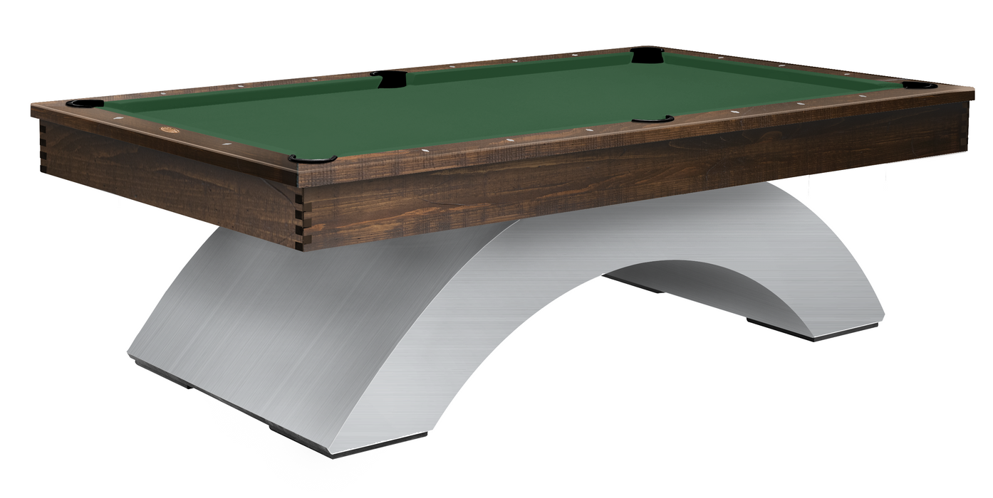 Waterfall brushed aluminum with rustic pine rails and blinds