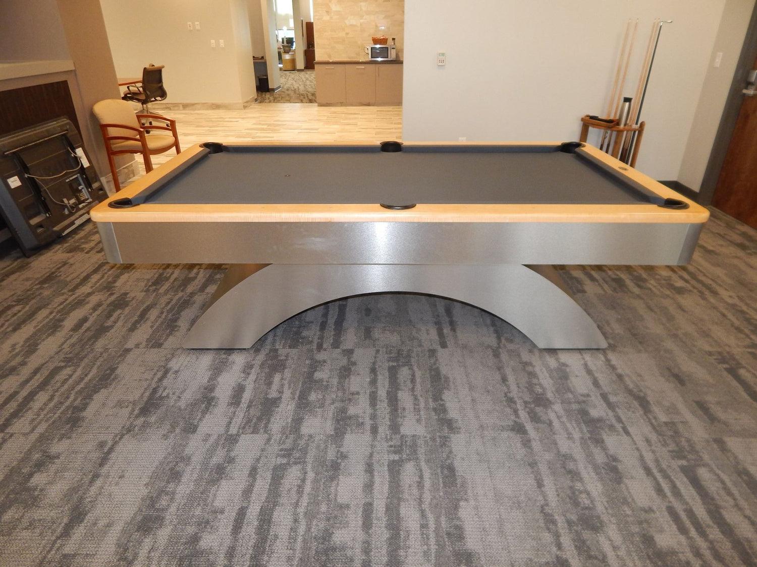 olhausen waterfall pool table aluminum with natural maple