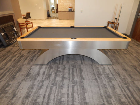 olhausen waterfall pool table aluminum with natural maple