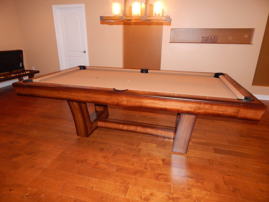 california house city pool table hi low finish side view