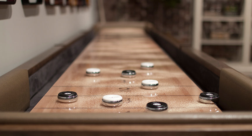 California House Atherton Shuffelboard Table pucks