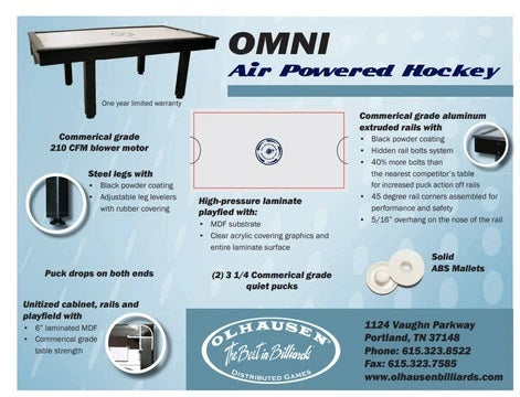 Olhausen Omni 7' Air Hockey Table