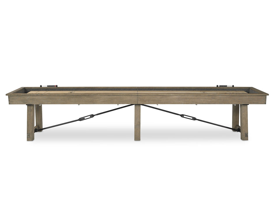 plank and hide isaac shuffleboard table side view stock