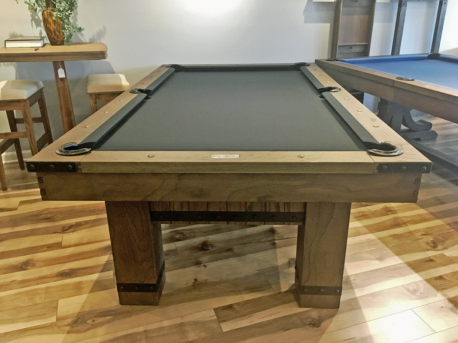 plank and hide morse pool table barnwood showroom end