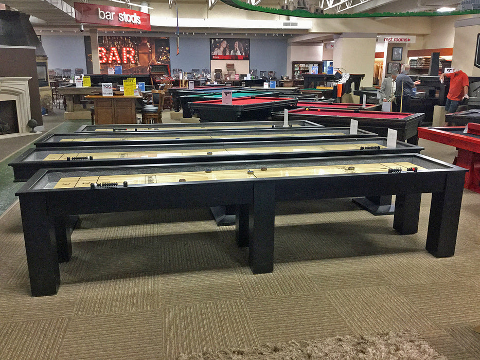 parsons shuffleboard table black side view