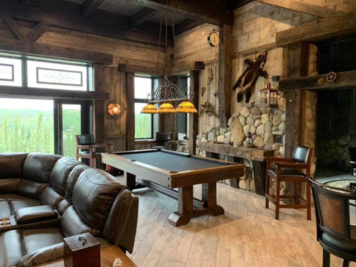 Olhausen railyard pool table log cabin 2