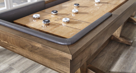 california house petaluma shuffleboard medium brown maple detail