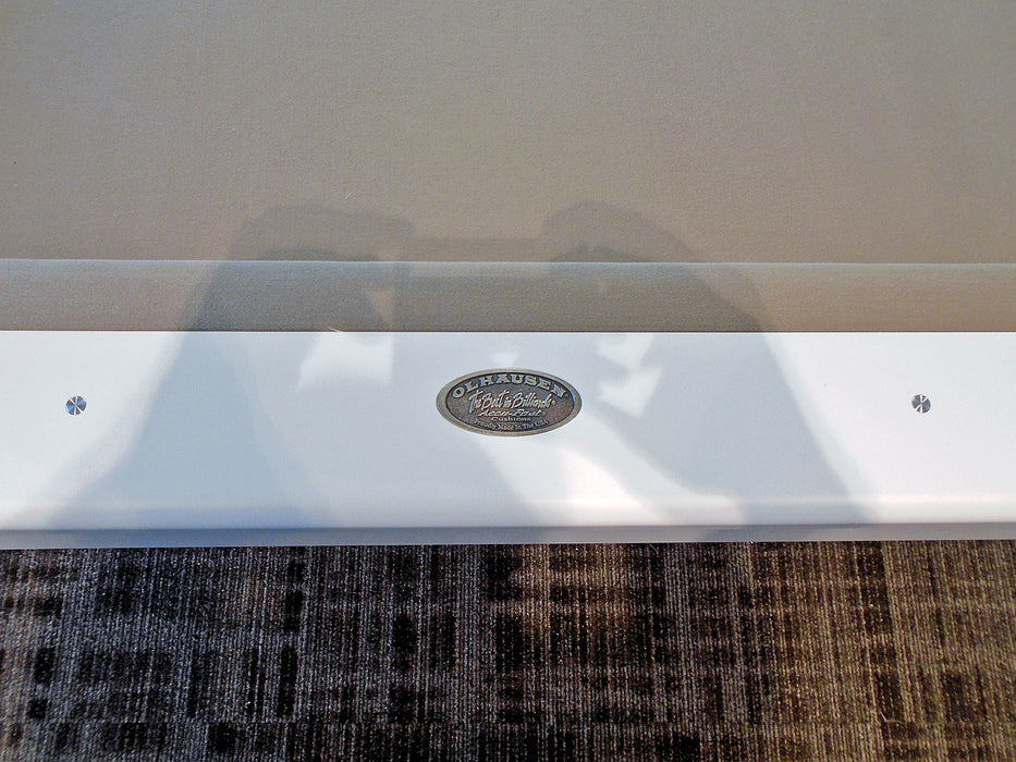 olhausen waterfall pool table custom white lacquer detail