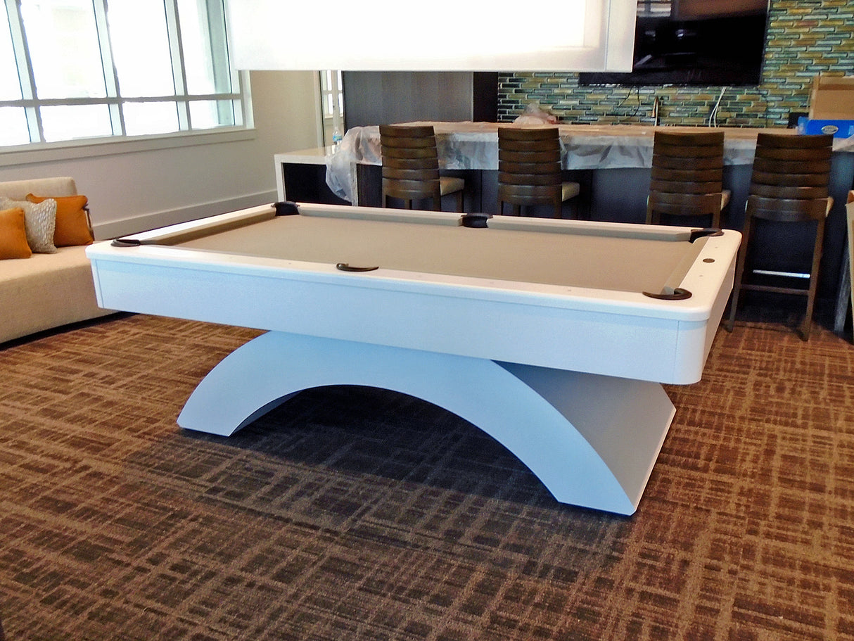 olhausen waterfall pool table custom white lacquer side