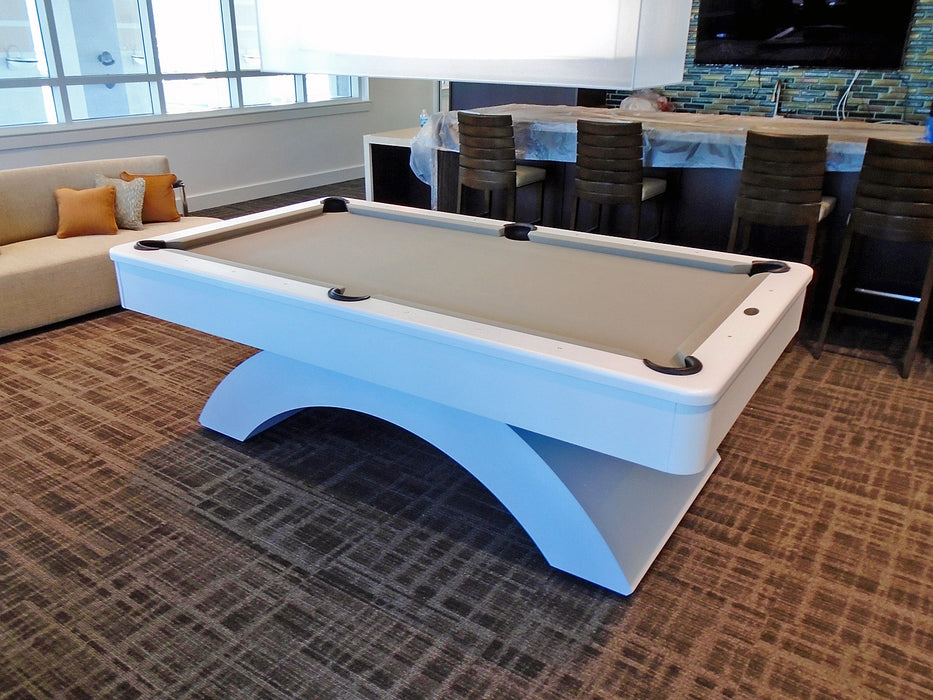 olhausen waterfall pool table custom white lacquer