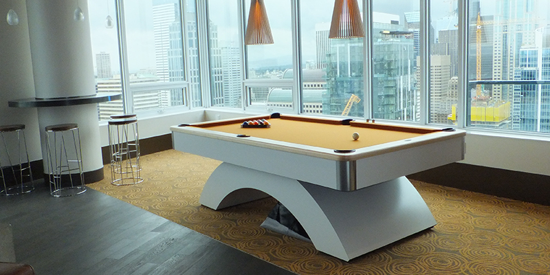Olhausen waterfall pool table white lacquer finish